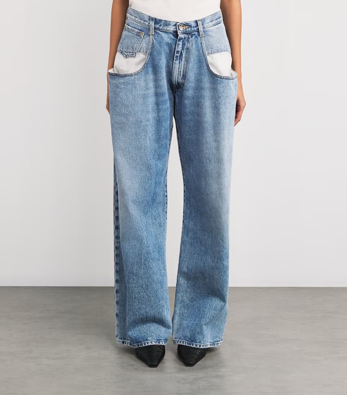 (42) 마르지엘라  콘트라스트 포켓 와이드 데님 진 팬츠 상품이미지1