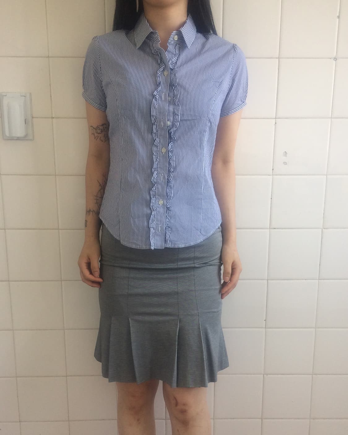 Frill stripe pattern shirt 상품이미지5
