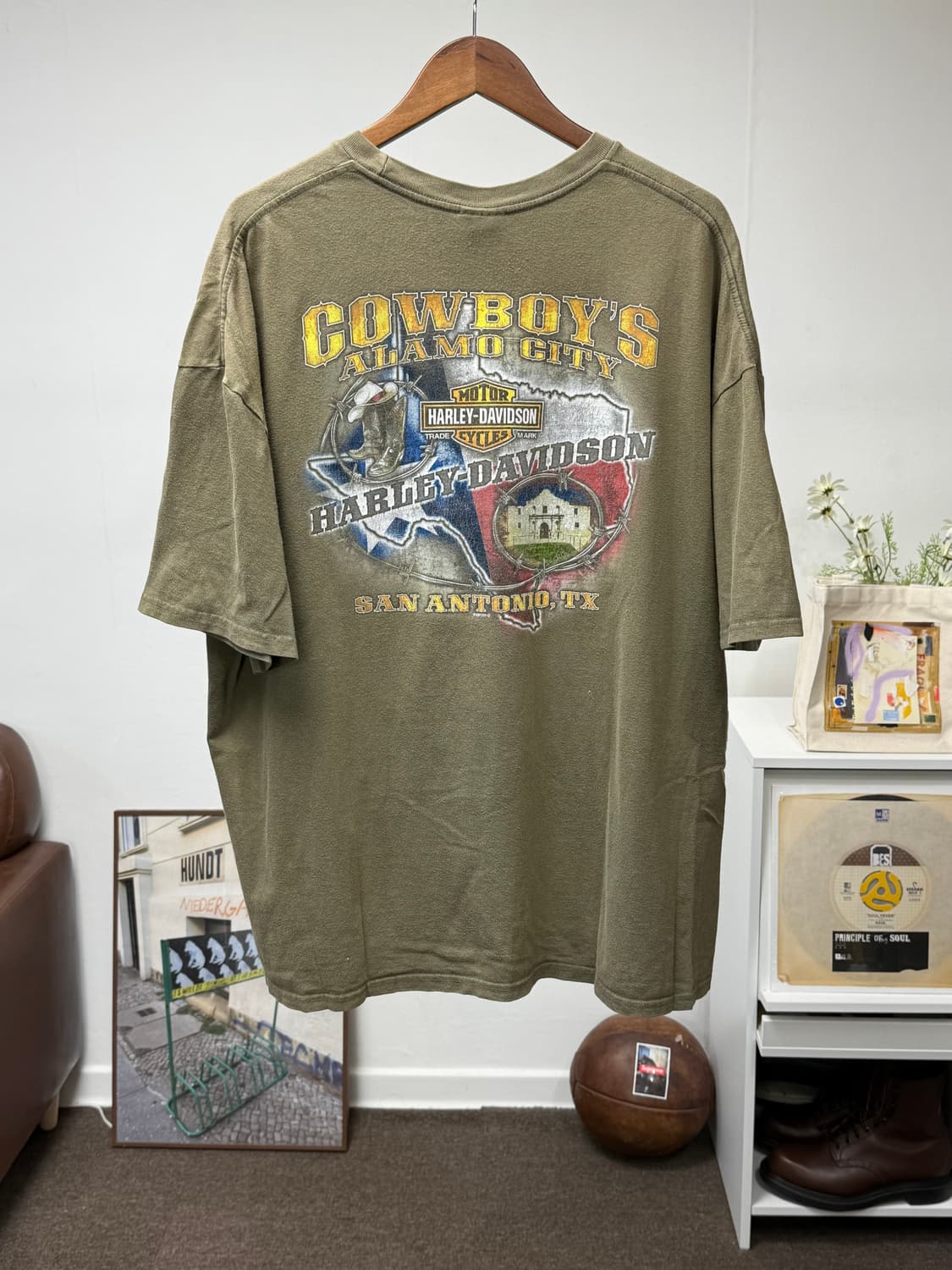 Harley Davidson 할리데이비슨 레터링 프린팅 반팔 카키 3XL 상품이미지2