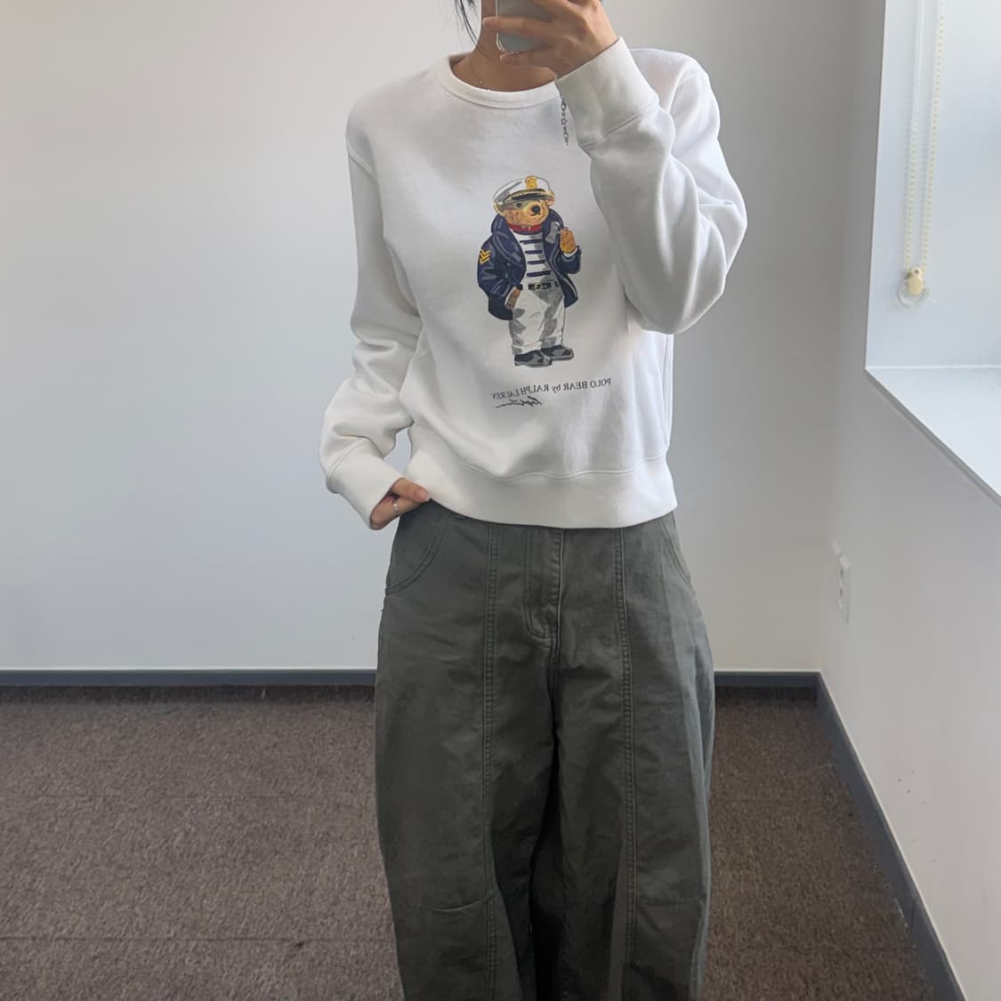 Polo 폴로 베어 로고 화이트 맨투맨 상품이미지2