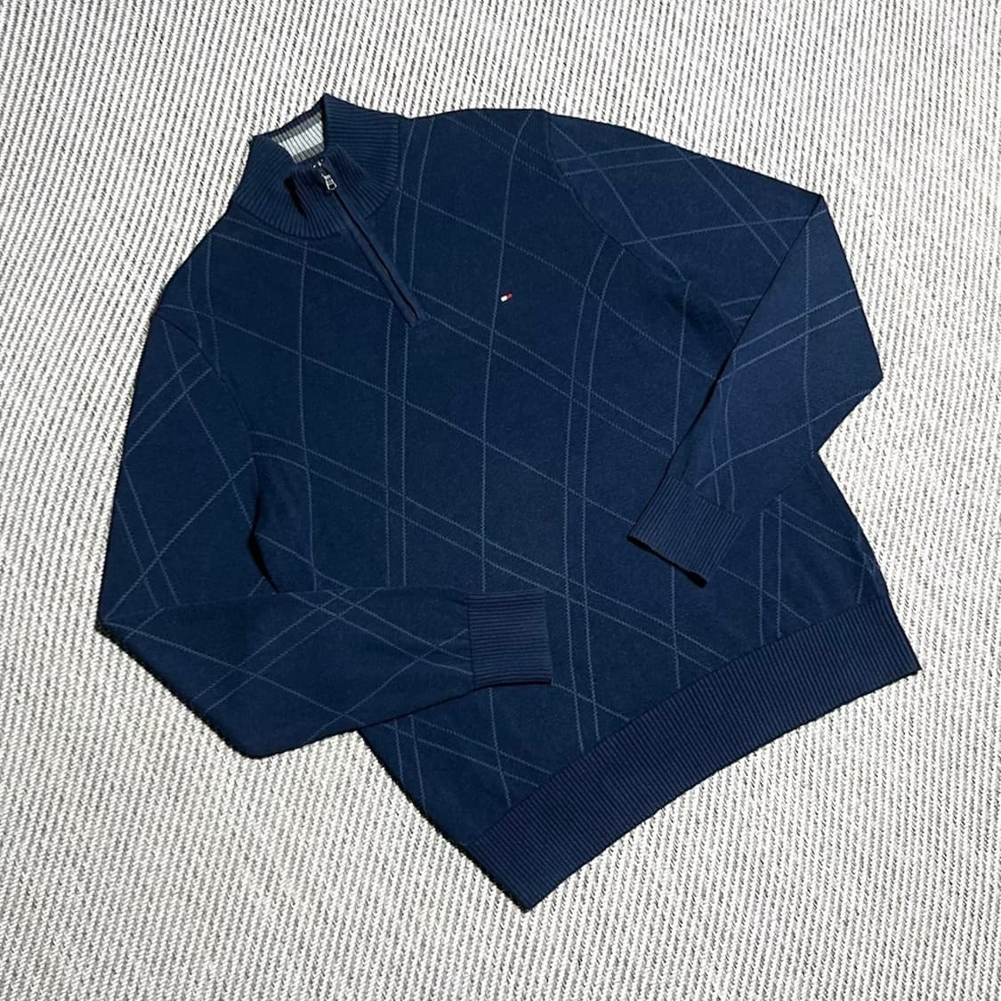 [L] Tommy 타미힐피거 네이비 클래식 반집업 코튼 니트 상품이미지2