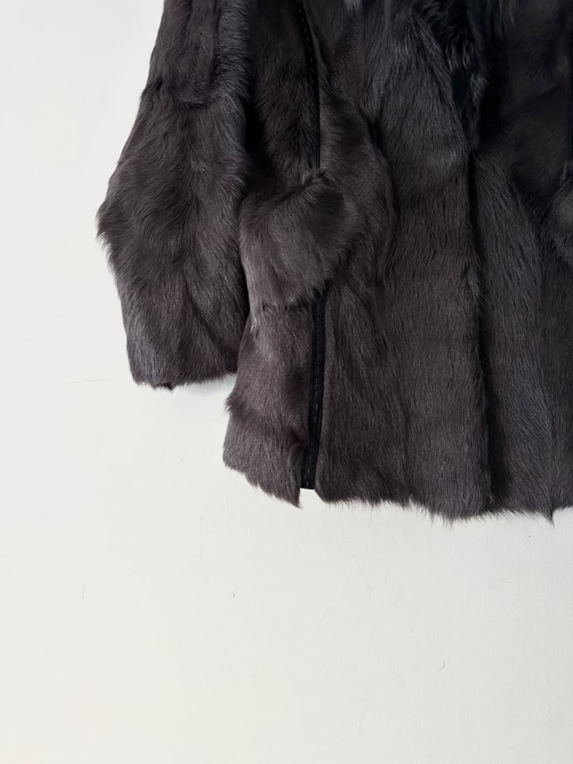 Stitch leather mix fur jacket / grey 상품이미지4