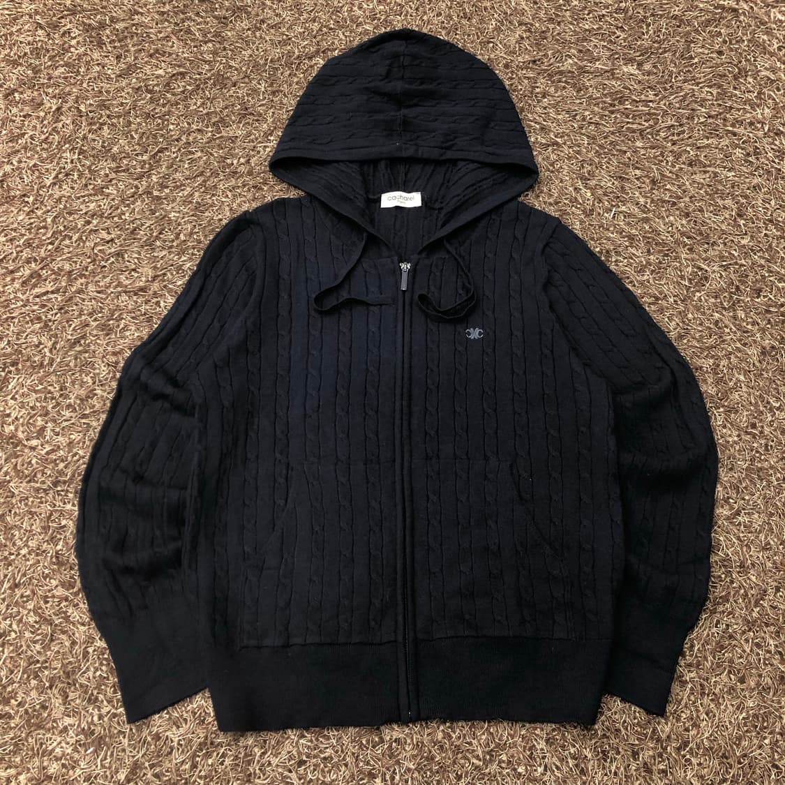 까사렐 케이블 네이비 니트 후드집업 상품이미지1