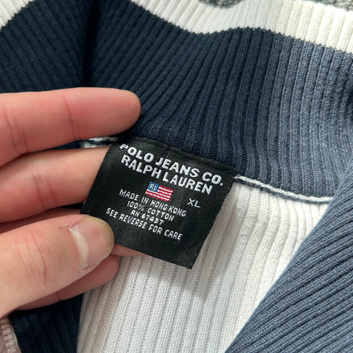 폴로 진스 성조기 넥 로고 크롭 하프집업 니트 상품이미지8