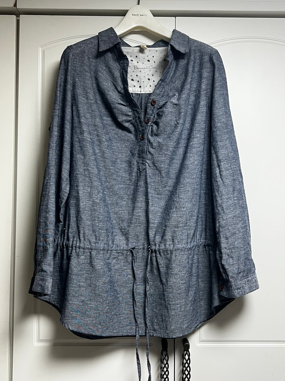 데님st 허리스트링 셔츠 블라우스 상품이미지1