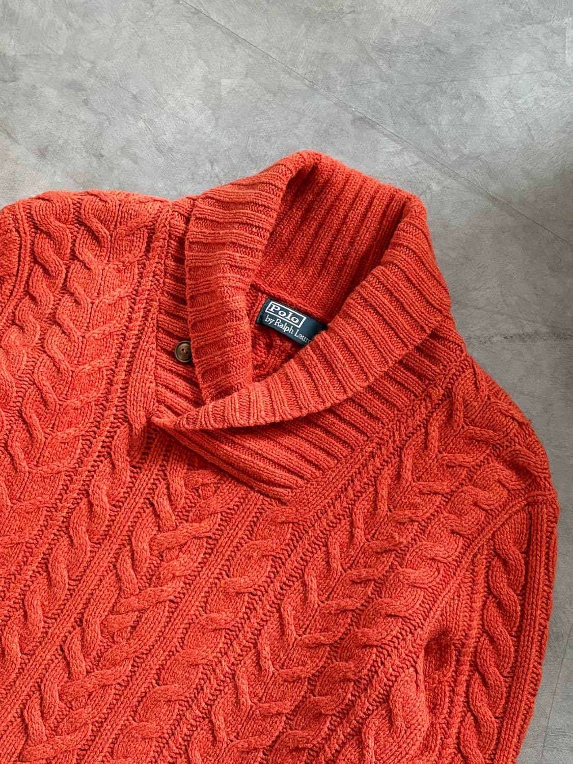 Polo 폴로 랄프로렌 오렌지 케이블 숄카라 니트 상품이미지3