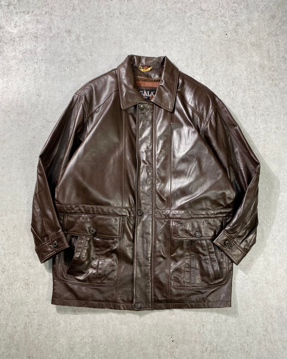 [105] 90s SCALA Paris 브라운 양가죽 레더 코트 상품이미지1