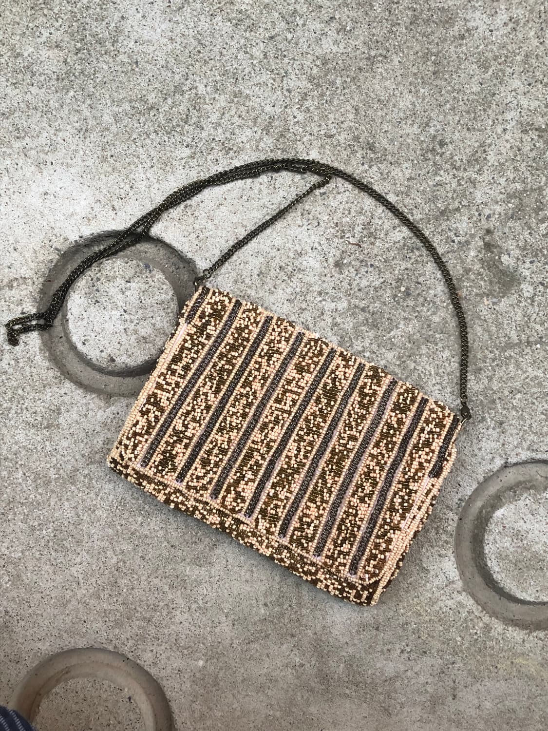brown pattern beaded chain bag  상품이미지1