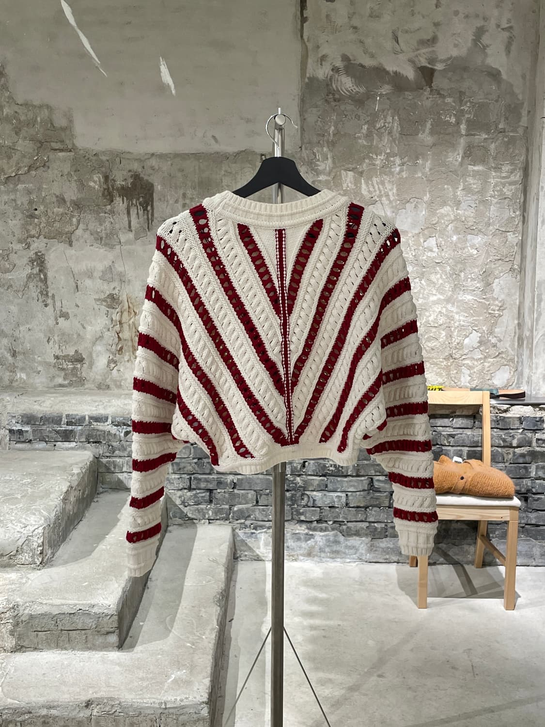 바쉬 아이보리 가디 오픈워크 크롭 풀오버 니트 상품이미지6