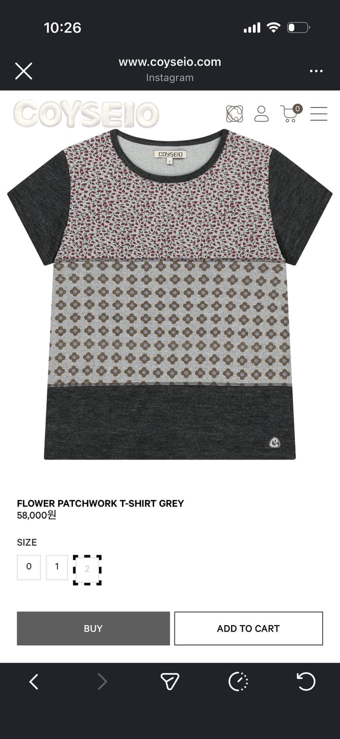 (2)코이세이오 T-SHIRT GREY FLOWER 상품이미지1