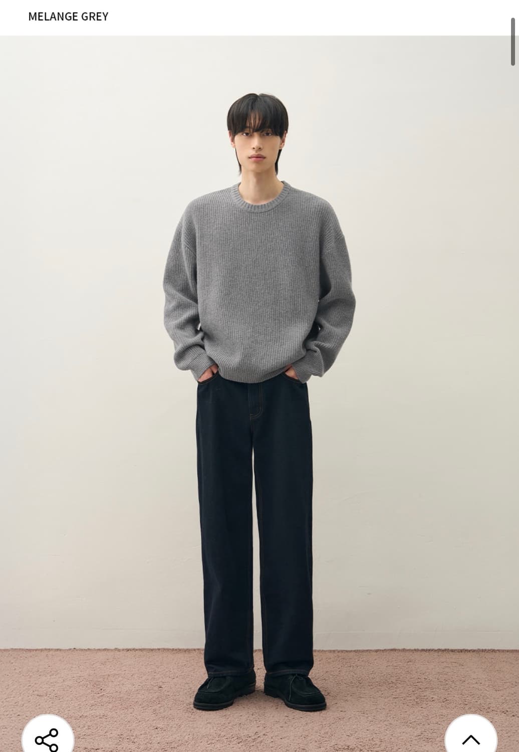 (XL) 드로우핏 램스 울 하찌 라운드 니트 MELANGE GREY 상품이미지4