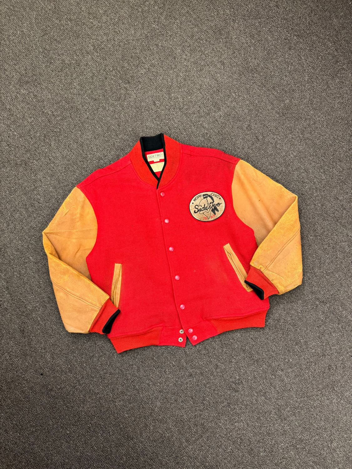 OS)Japanese vintage 레드/브라운 바시티 자켓 상품이미지2