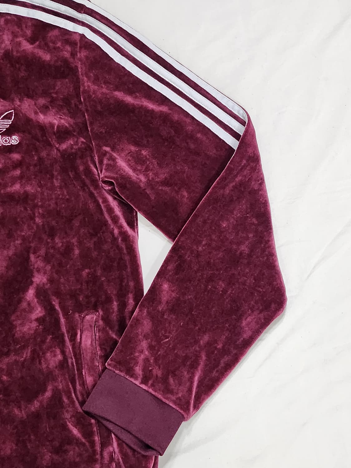 아디다스 올드스쿨 벨벳 버건디 트랙 자켓 져지 상품이미지7