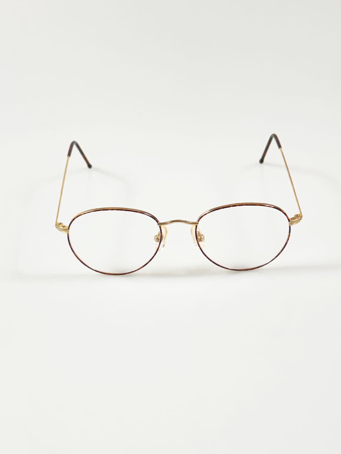 90s 유로피안 클래식 골드 브라운 마블 슬림 라운드 빈티지 안경 상품이미지1