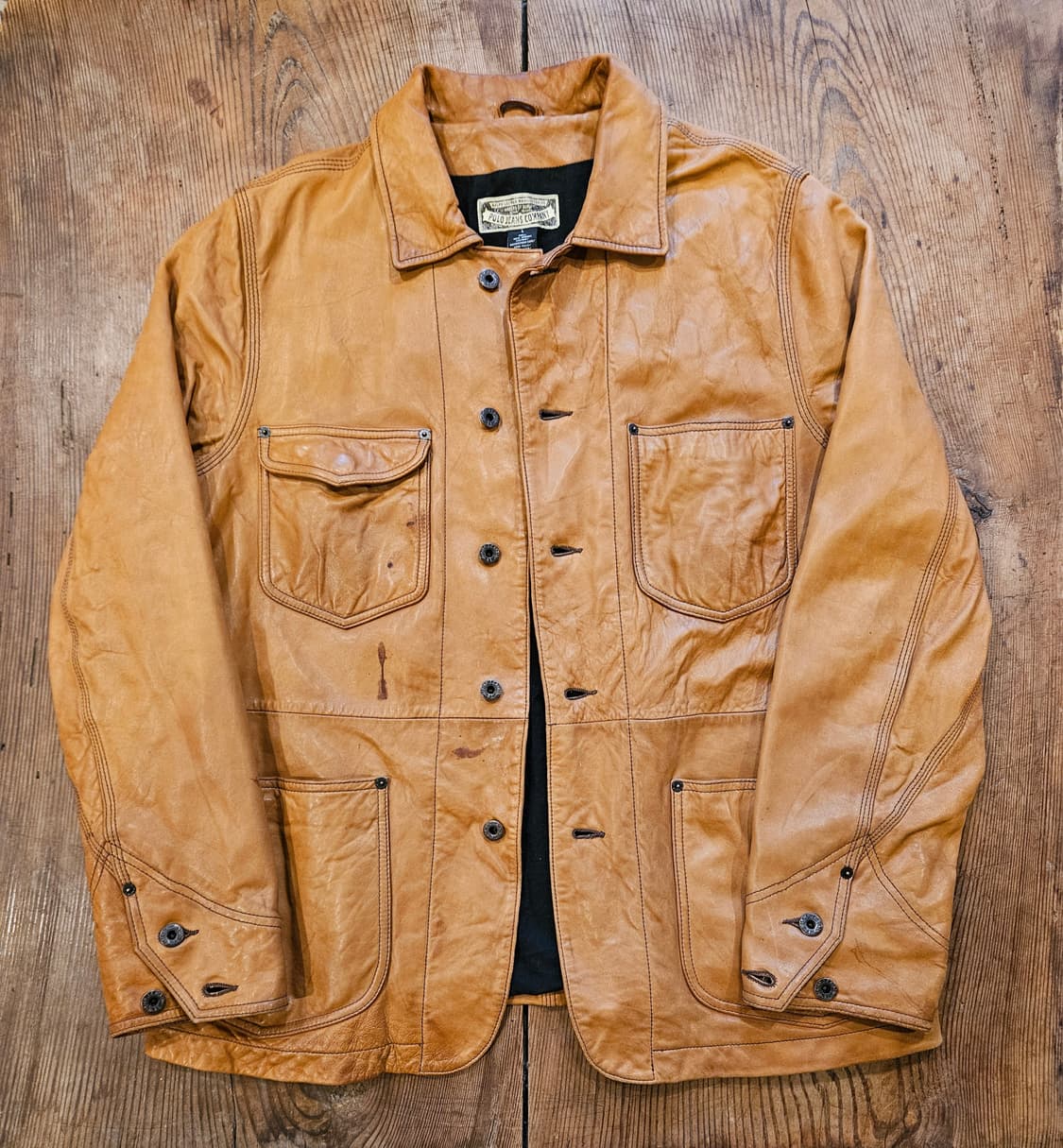Y2k 빈티지 폴로진스 레더 워크 자켓  상품이미지1