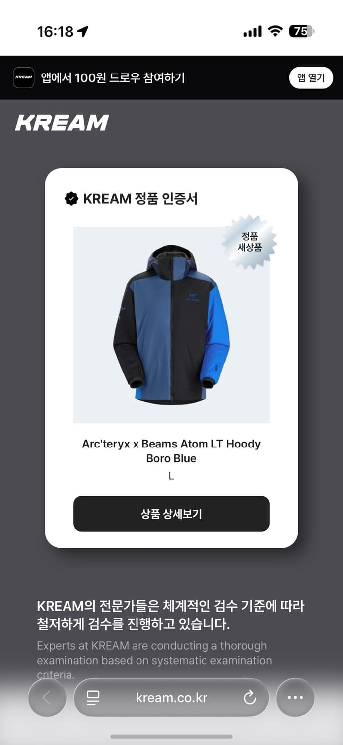 아크테릭스X빔즈 아톰 보로블루 L 새상품 상품이미지4