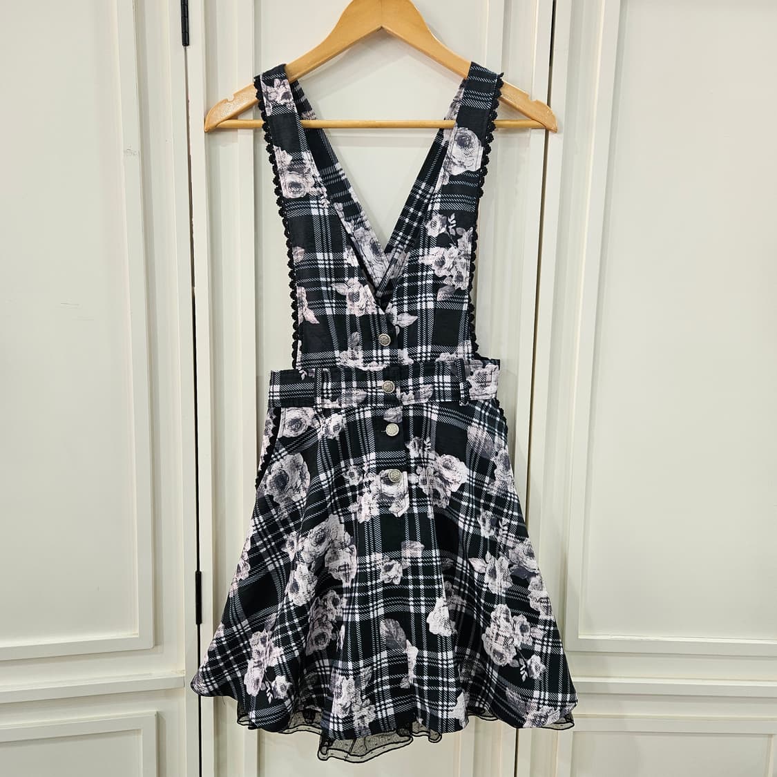 (엑시즈팜 포에티크) 체크 플라워 점퍼스커트 원피스 상품이미지1