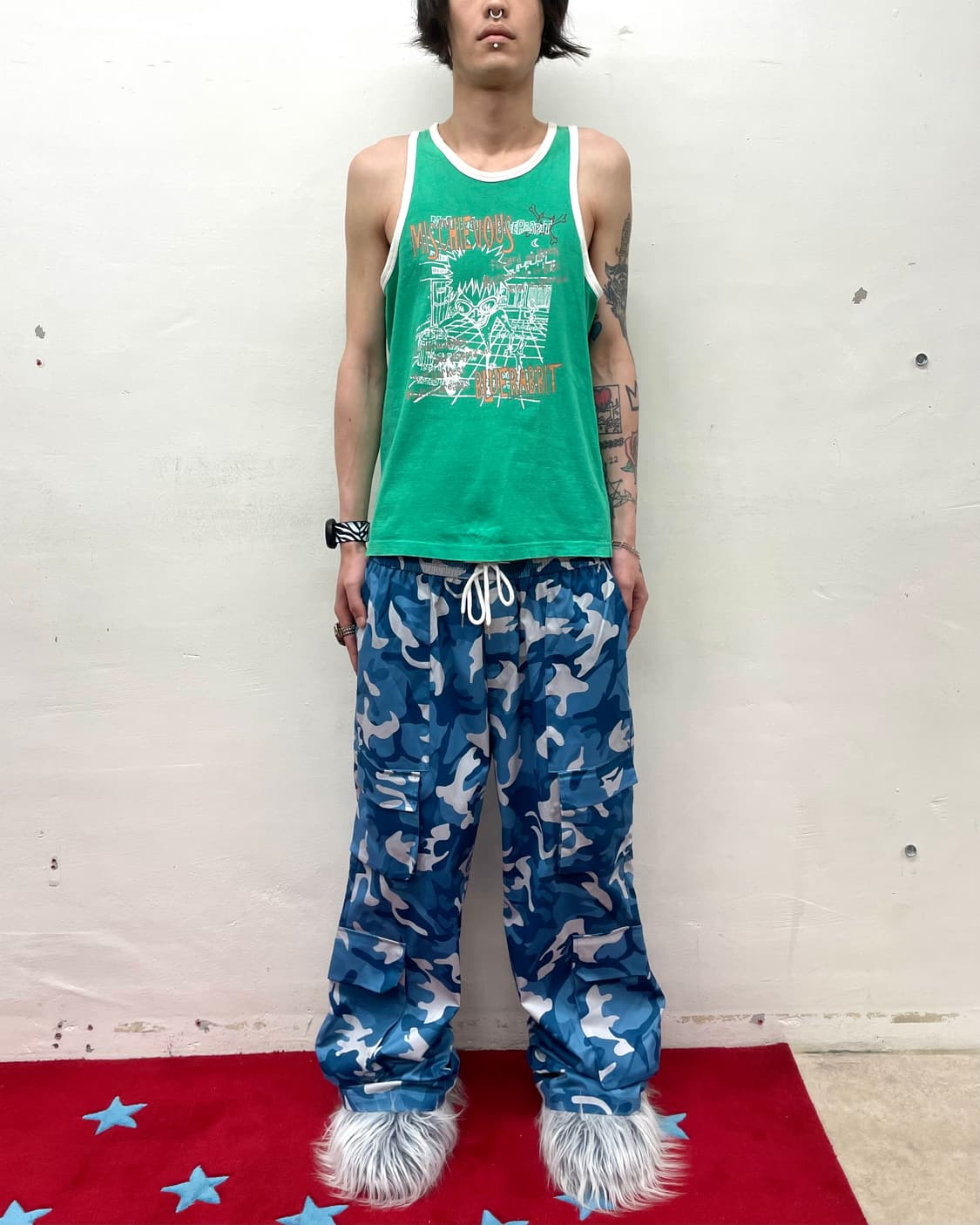 boy skeleton green sleeveless shirt  상품이미지3