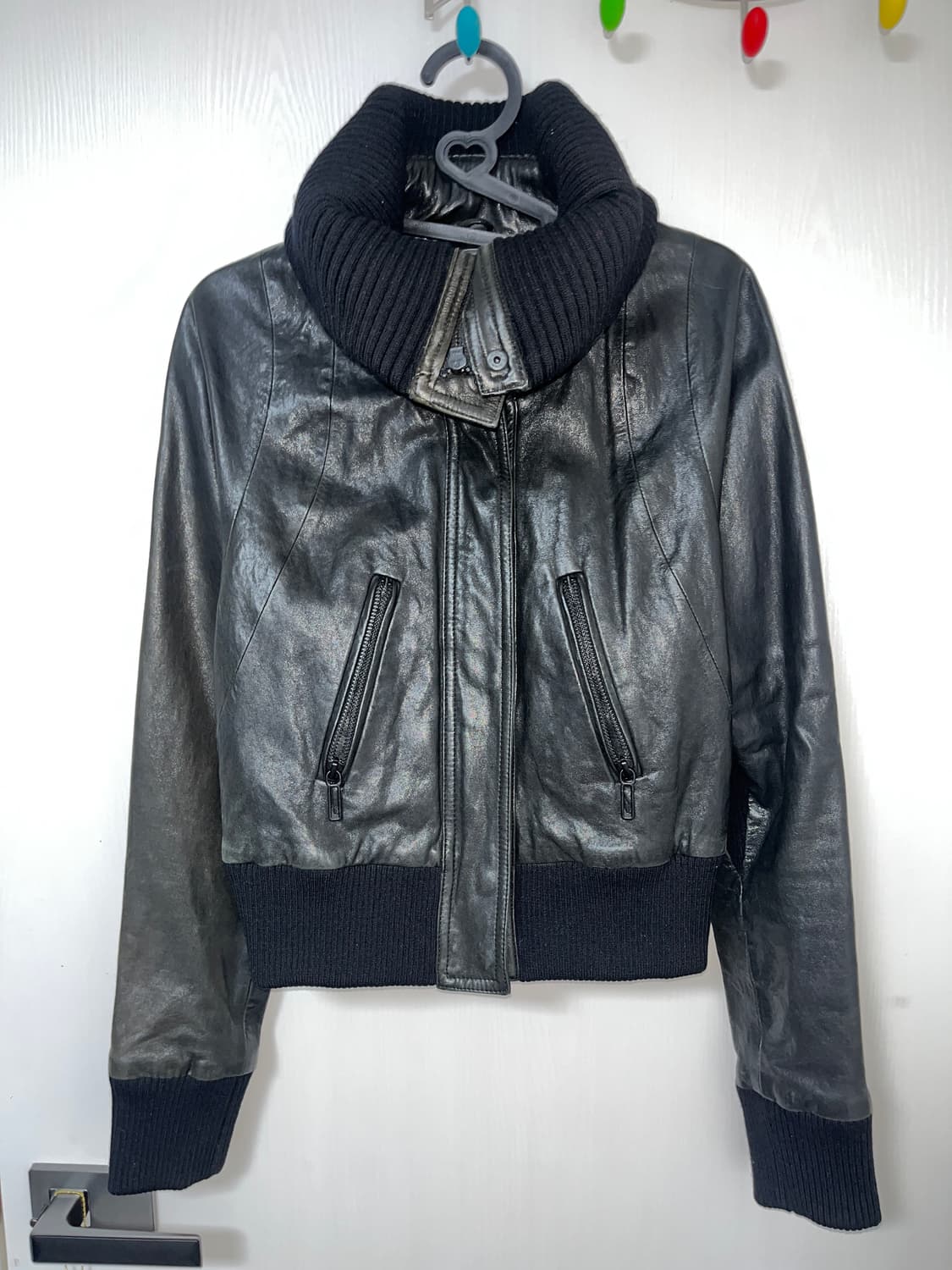 Vintage 터틀넥 투웨이 레더자켓 상품이미지1