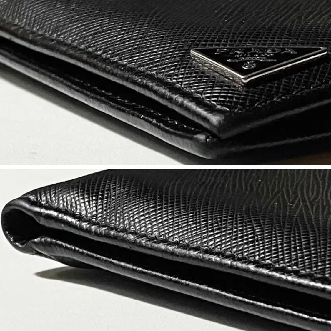 [정품] PRADA 프라다 트라이앵글 플레이트 사피아노 소가죽 반지갑실사 상품이미지9