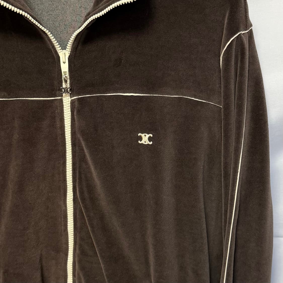 [2XL,L] 셀린느 트리오페 벨벳 트랙 자켓 집업 셋업 브라운 상품이미지3