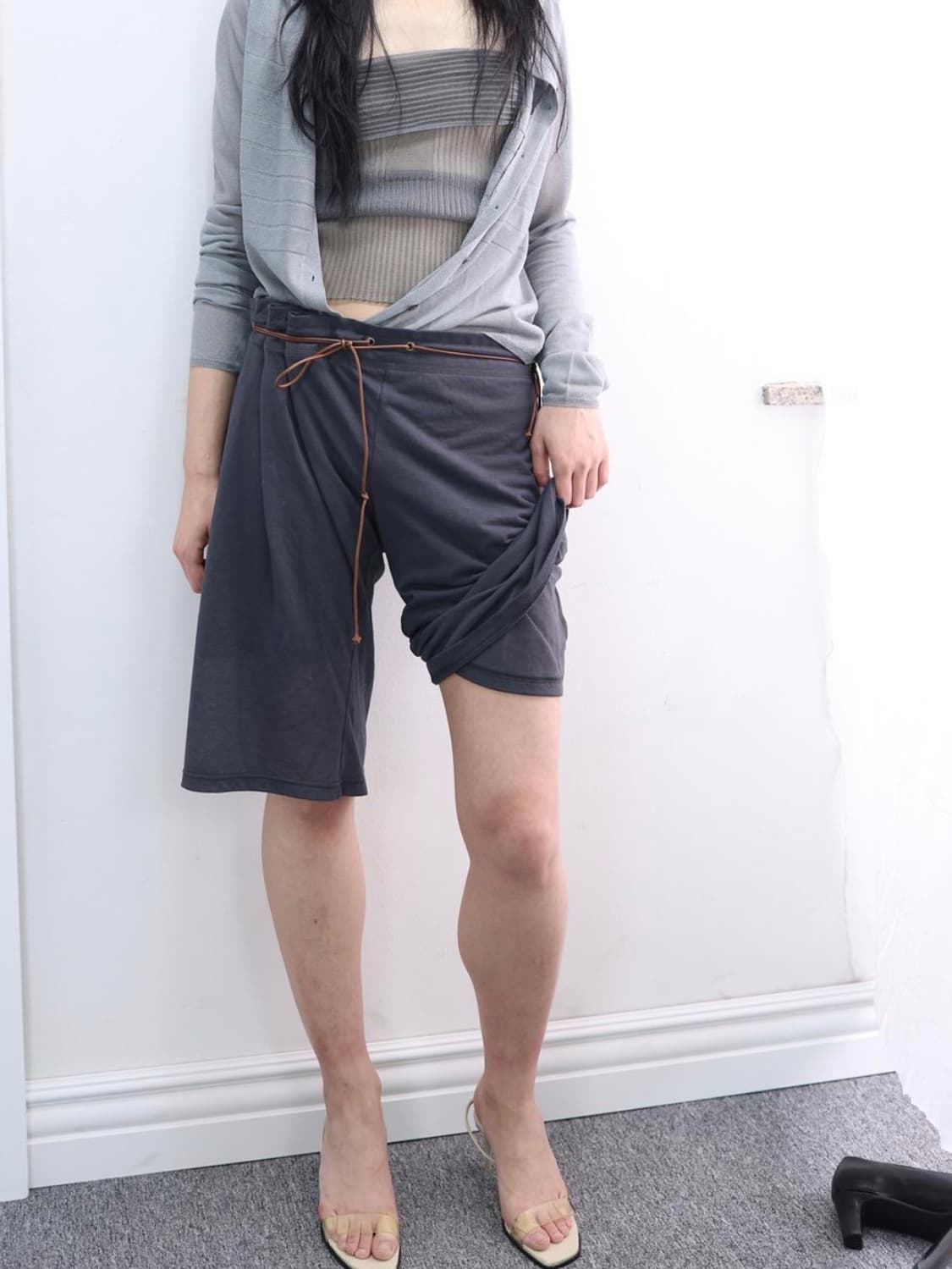 curtain half pants charcoal 상품이미지2
