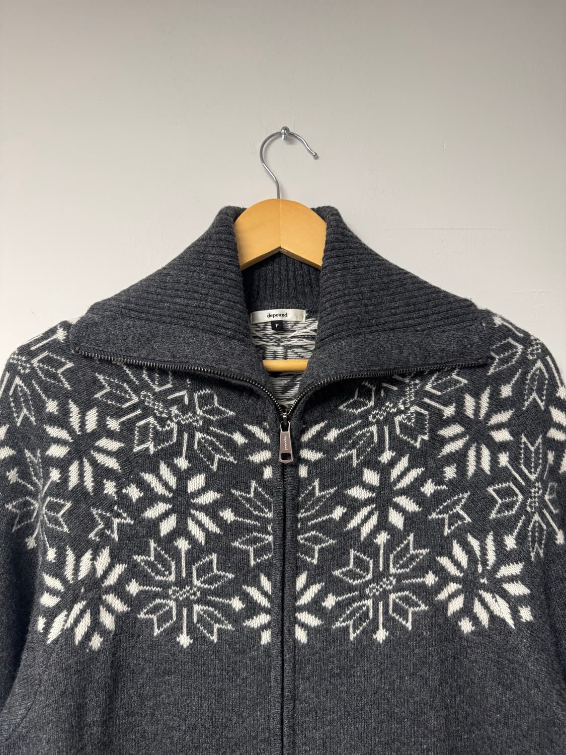 드파운드 자가드 패턴 울 집업 니트 가디건 F depound 상품이미지8