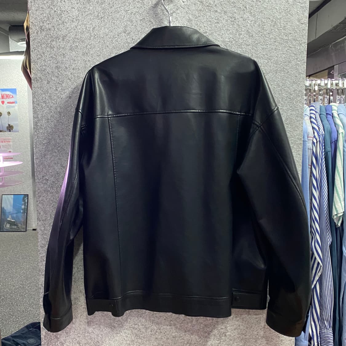 도프제이슨 미니멀 블랙 투웨이 레더자켓 B4548 상품이미지4