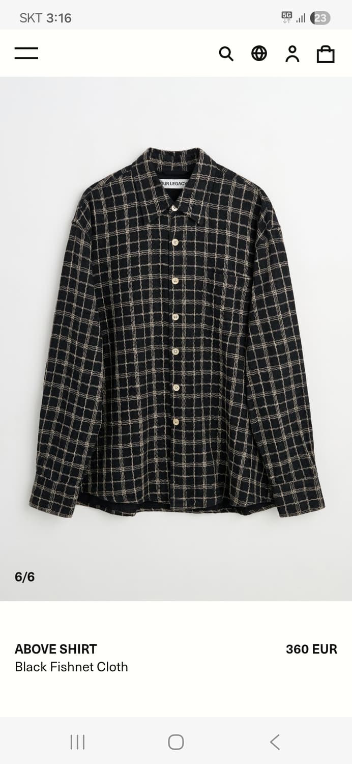 아워레가시 어보브셔츠 블랙 피쉬넷 사이즈48 상품이미지1