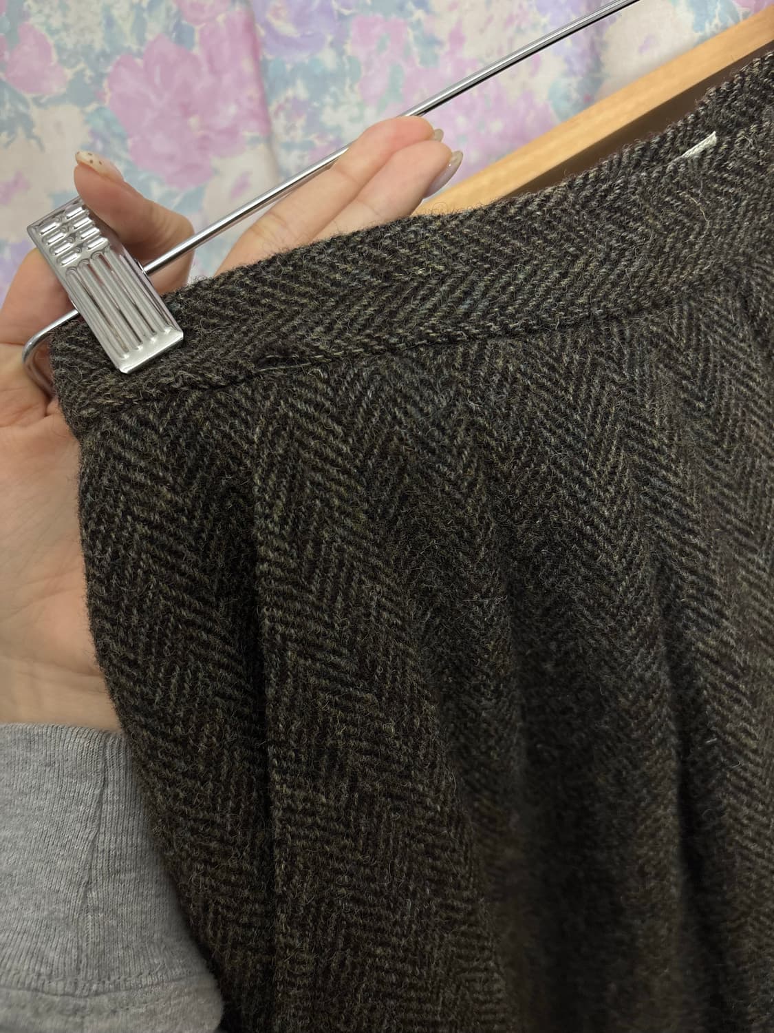 카키-브라운 보카시 울 스커트  상품이미지10