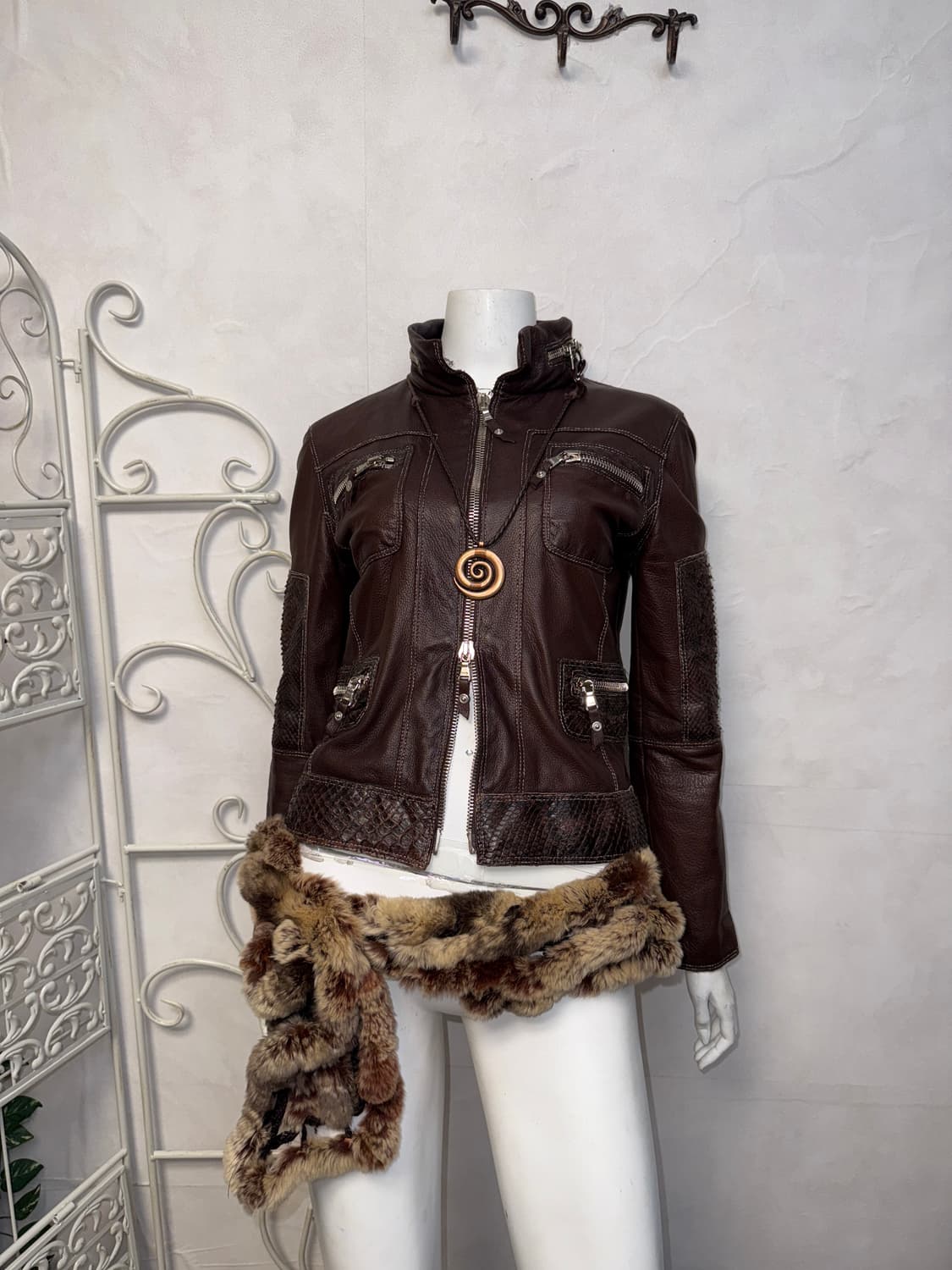 Dark brown lamb skin python pocket 투웨이jk 상품이미지4