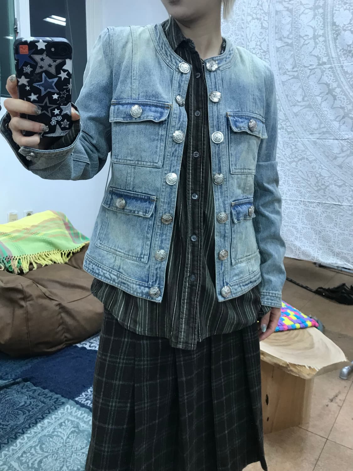 빈티지 워싱 멀티포켓 오픈 연청 데님자켓 상품이미지1