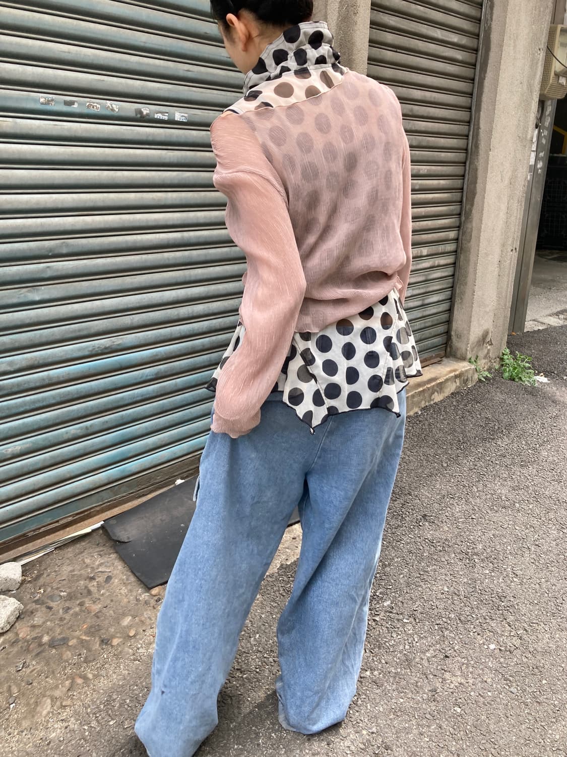 인디핑크 시스루 플리츠 레이어드 슬리브 상품이미지2