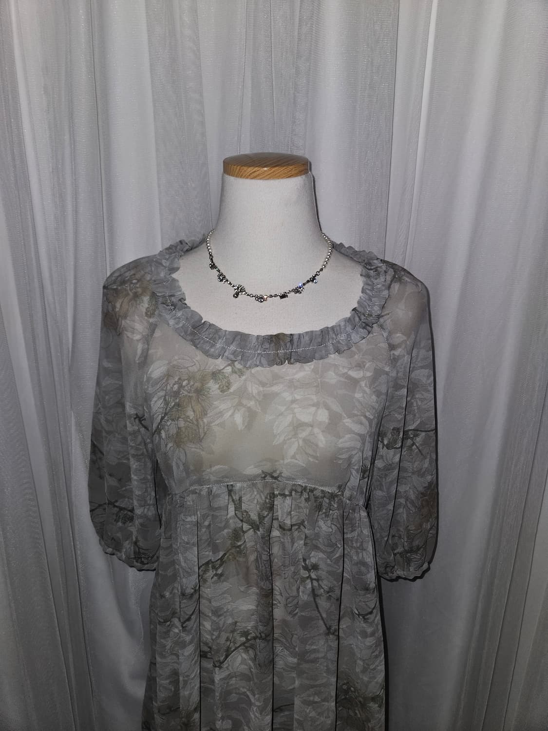 forste 모리걸 그린우드 시스루 러플 원피스 상품이미지1