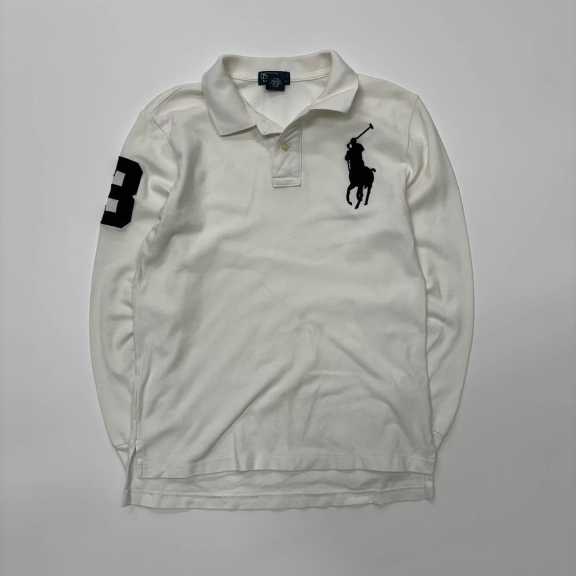 폴로 랄프로렌 빅포니 화이트 럭비셔츠 카라넥 슬리브(M) 상품이미지2