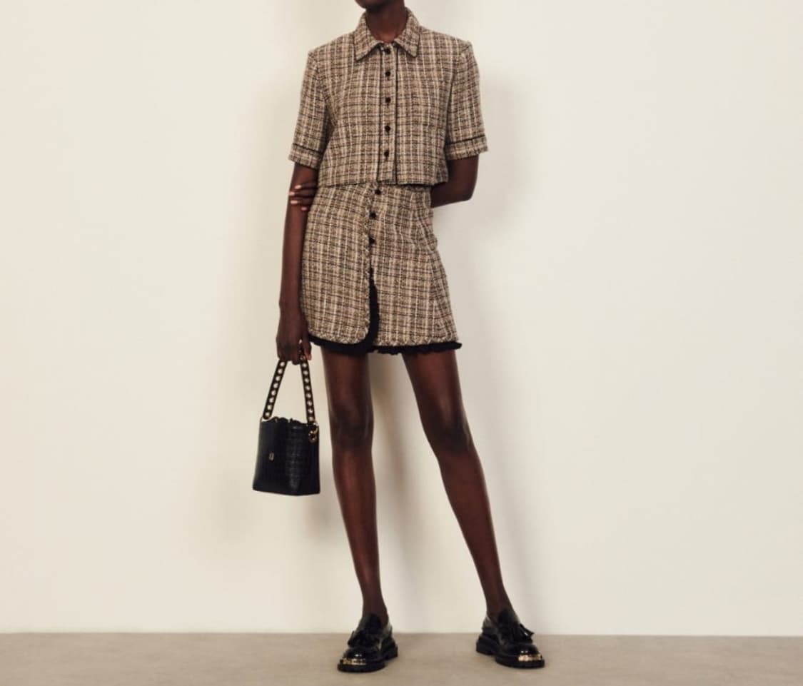 산드로 SANDRO 트위드 크롭 자켓 스커트 투피스 세트 상품이미지1