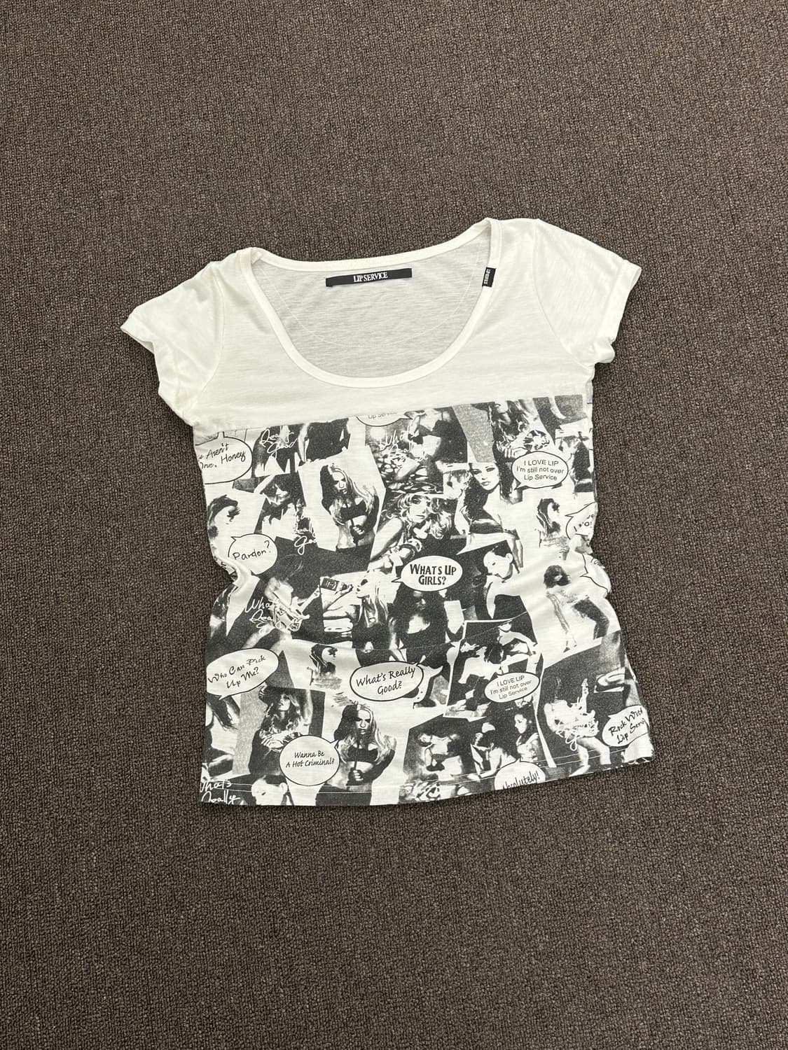 OS)Lip survice vintage 여성 프린팅 화이트 반팔 티셔츠 상품이미지3