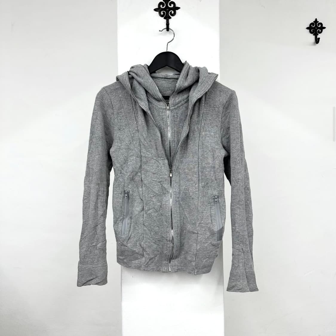 Grey double zip hoodie 상품이미지1