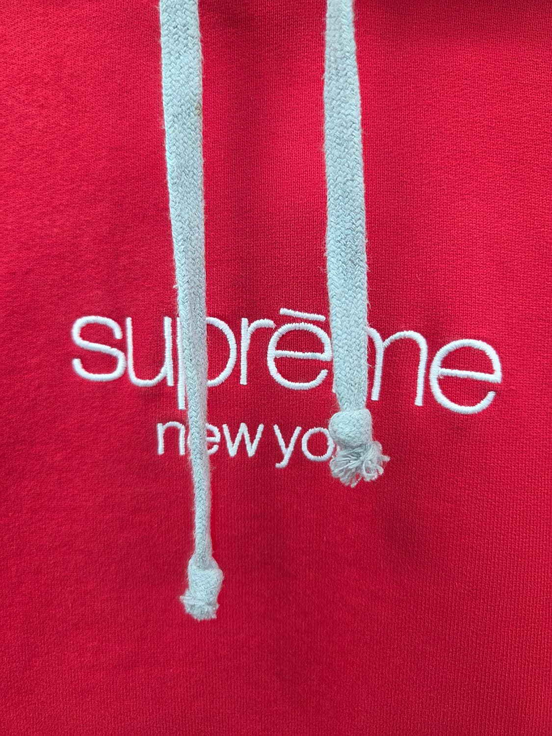 M 2015fw 슈프림 클레식 로고 투톤 뉴욕 레드 후드티 상품이미지2