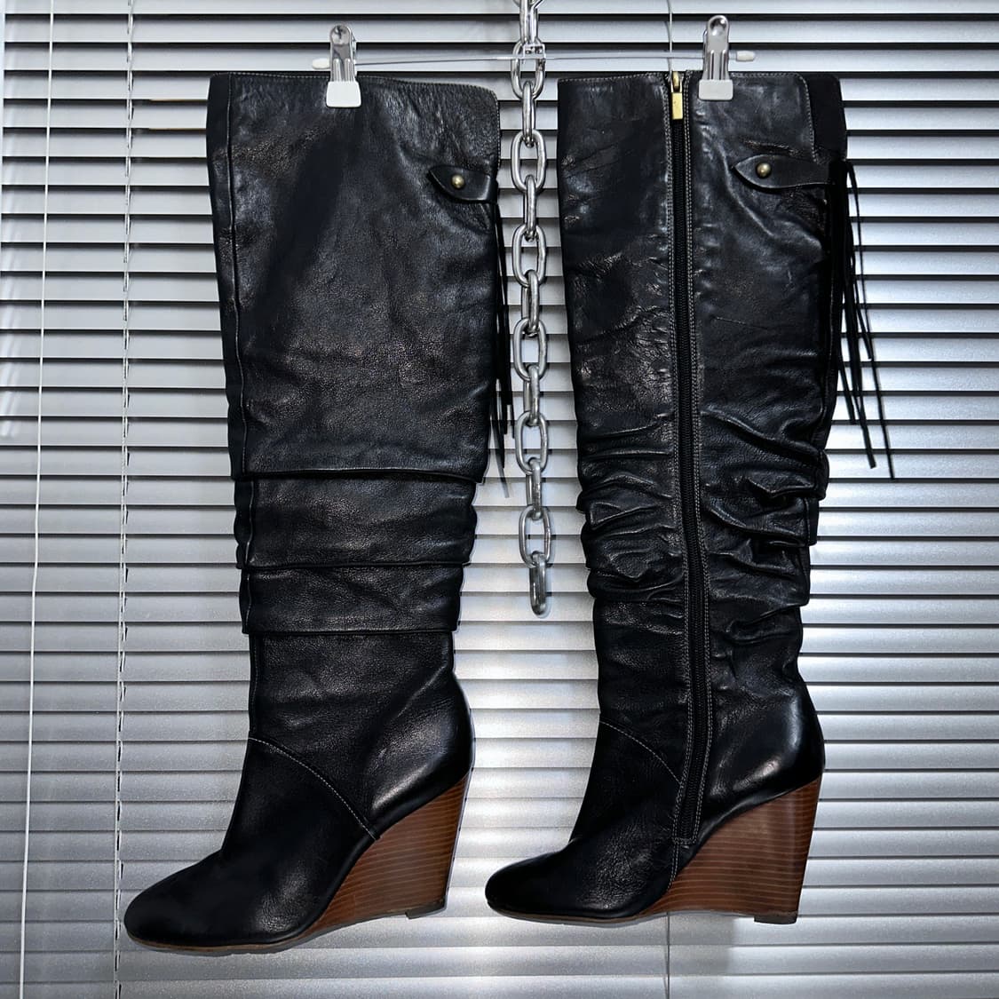 00s 오버니 가죽 태슬 웨지 부츠 상품이미지2