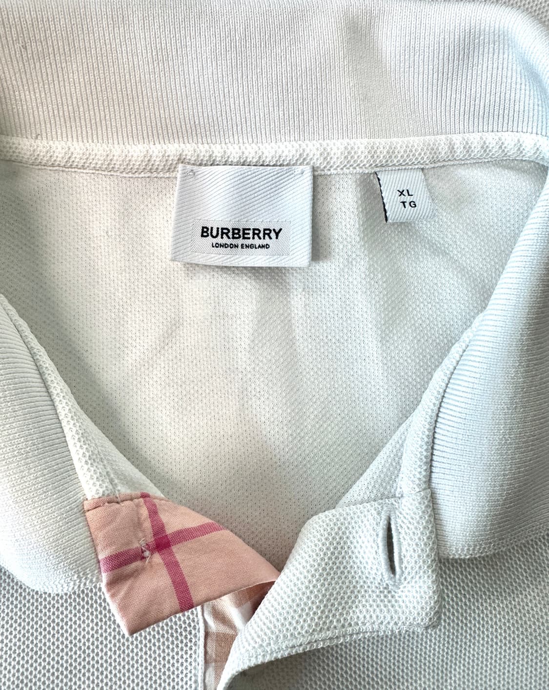 BURBERRY 버버리 화이트 TB로고자수 화이트 반팔 피케셔츠 XL 상품이미지7