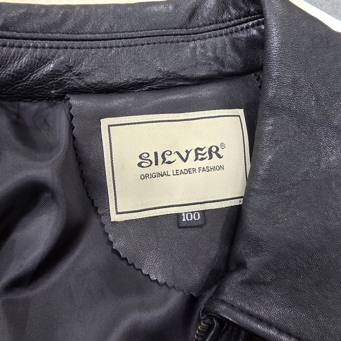 SILVER 빈티지 미니멀 블랙 램스킨 집업 자켓 L 상품이미지5