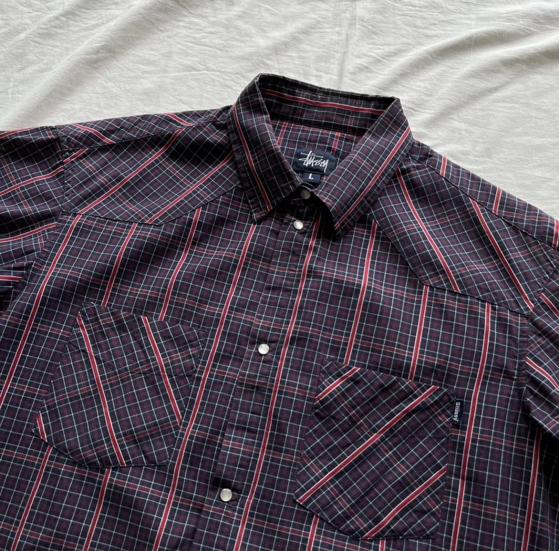 90s 올드 스투시 USA MADE 웨스턴 체크 셔츠 상품이미지1