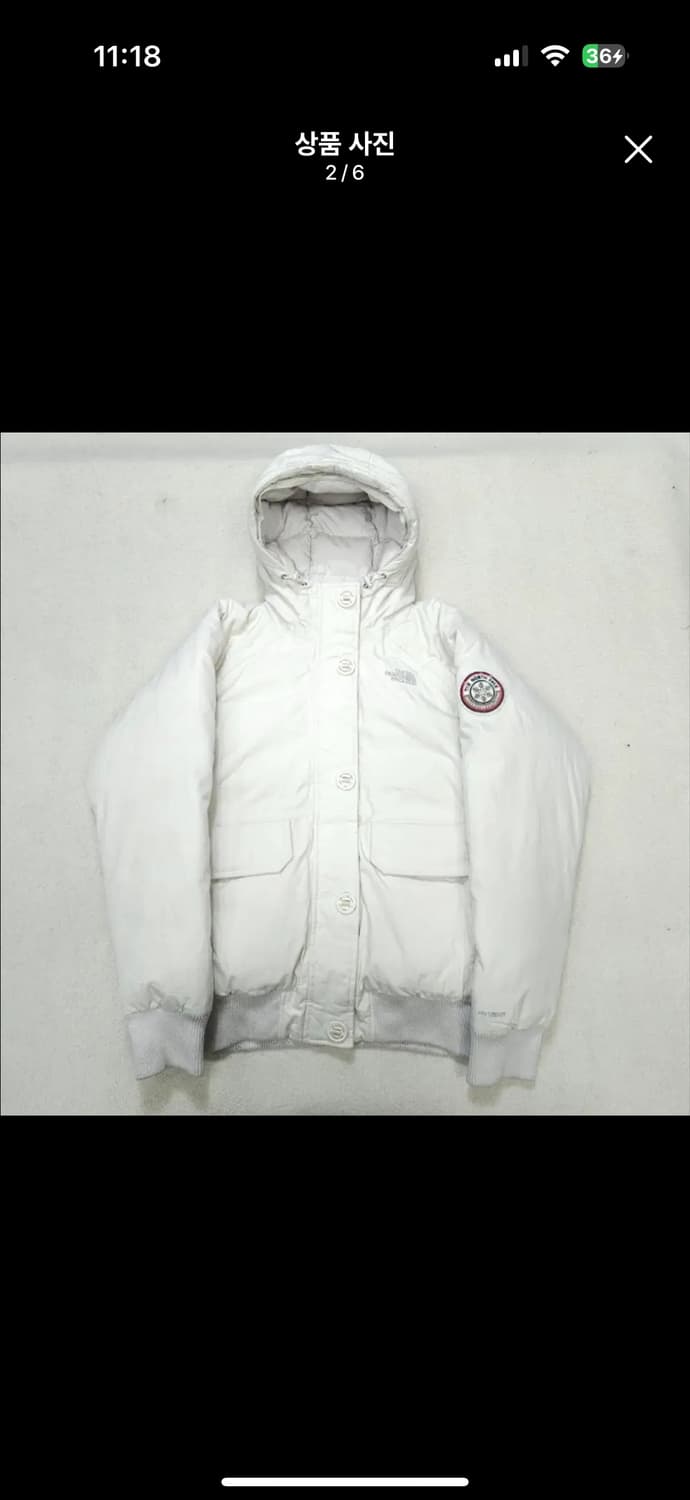 노스페이스 화이트 후드 패딩 자켓 M 상품이미지2