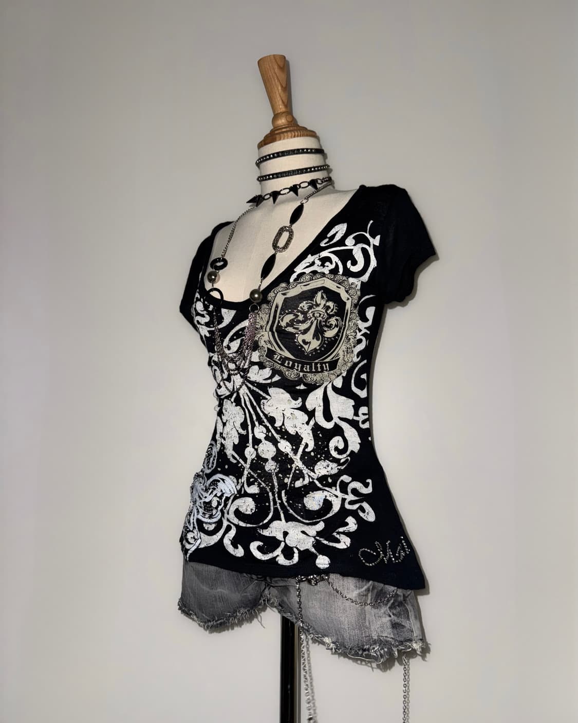 블랙 오리엔탈 반팔탑 상품이미지2