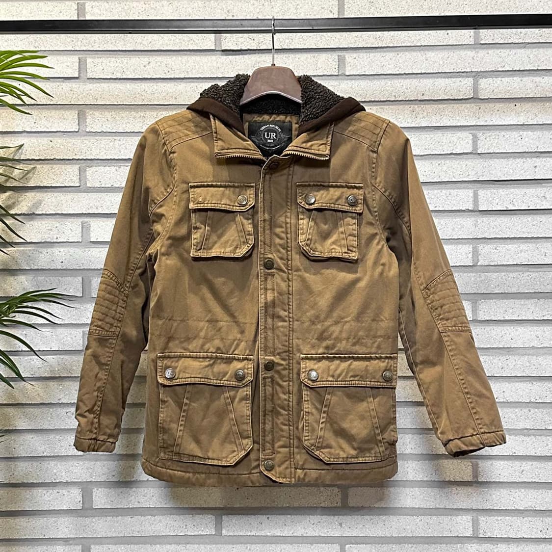 USA VINTAGE 후드 워크 자켓 쉐르파 안감 4포켓 디테일 베이지 상품이미지2