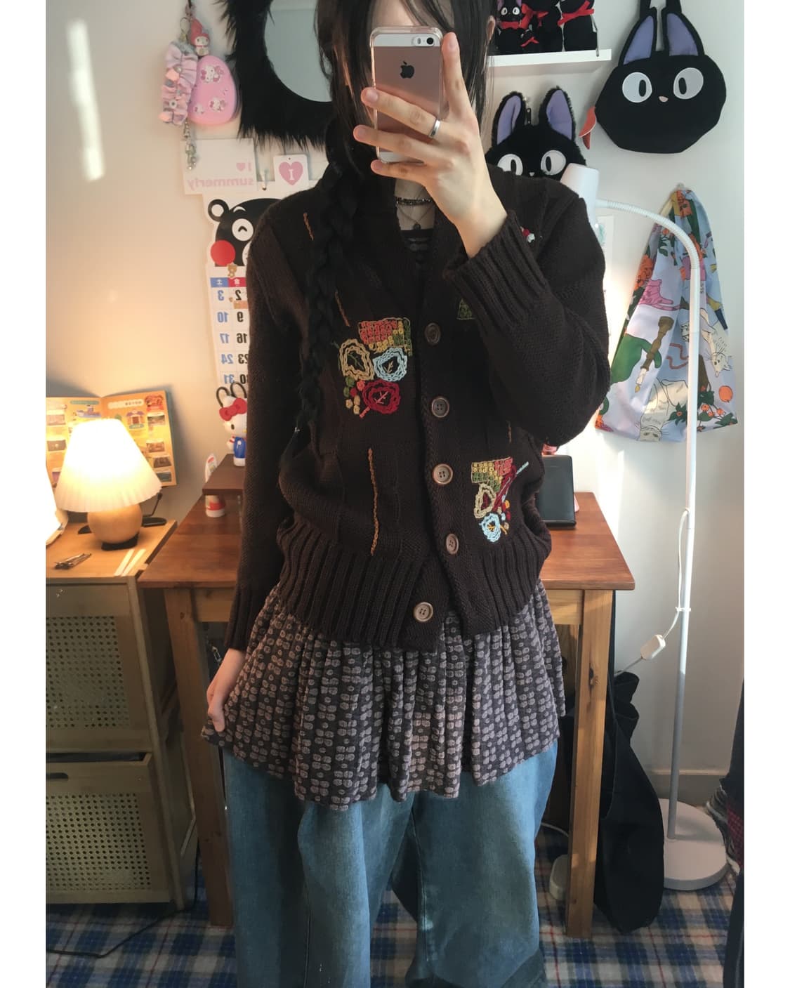 vintage floral knit cardigan brown 상품이미지3