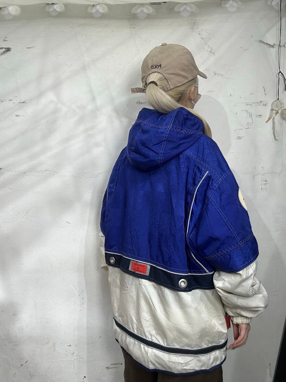 데상트 일본판 블루 화이트 올드스쿨 보더 스키 자켓 패딩 L 상품이미지3