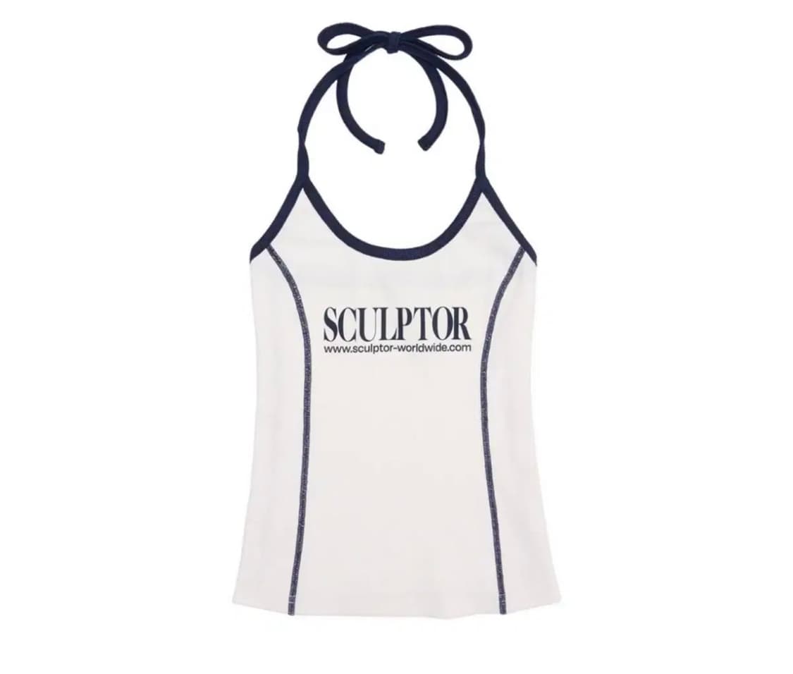 스컬프터(SCULPTOR) 클래식 로고 홀터넥 탑 화이트 상품이미지2