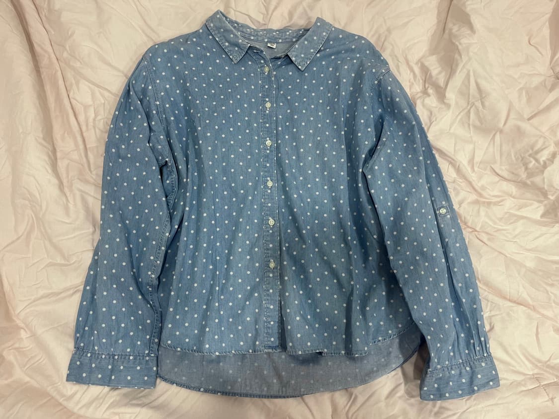 모리걸 도트 연청 셔츠 상품이미지2